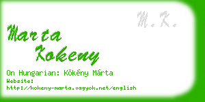 marta kokeny business card